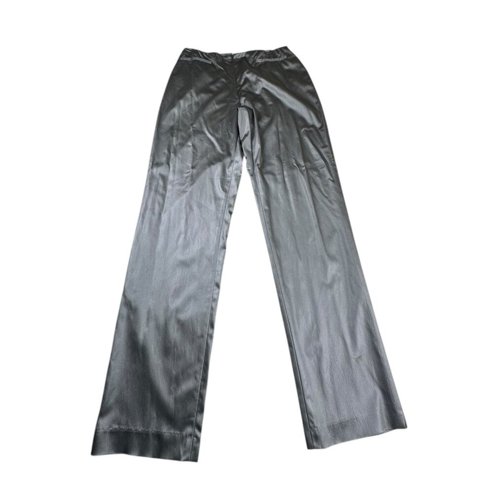 Vintage Cache Gunmetal Gray Satin Wide Leg Dress Pants High Waist Y2K *Read*